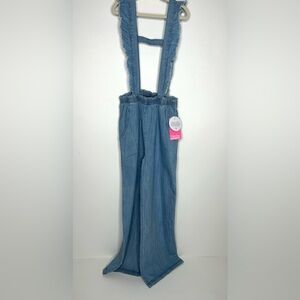 NWT Boutique Girl Size 8 Ruffle Butts denim Overalls, Wide Leg
